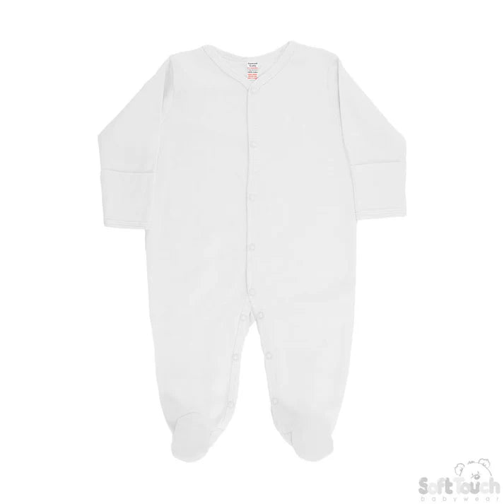 Infants Plain White Sleep Suit