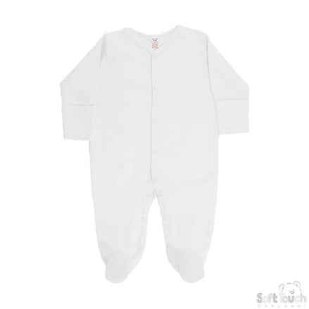 Infants Plain White Sleep Suit
