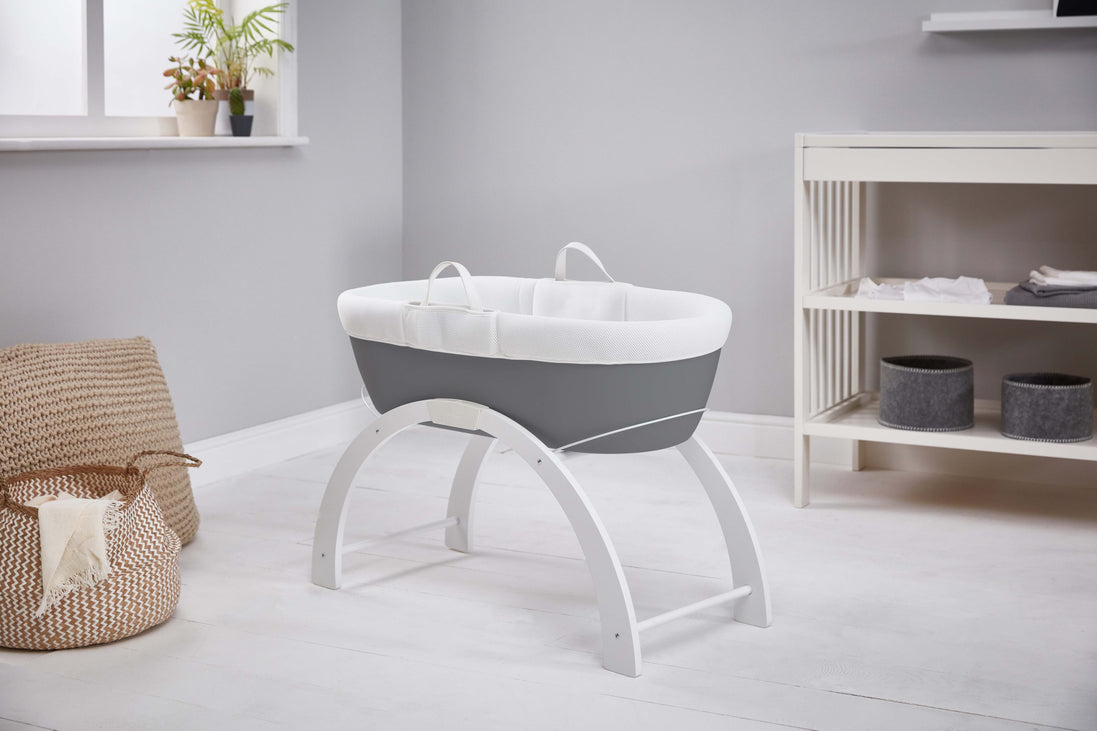 Shnuggle Dreami Moses Basket & Stand — Slate Grey Base