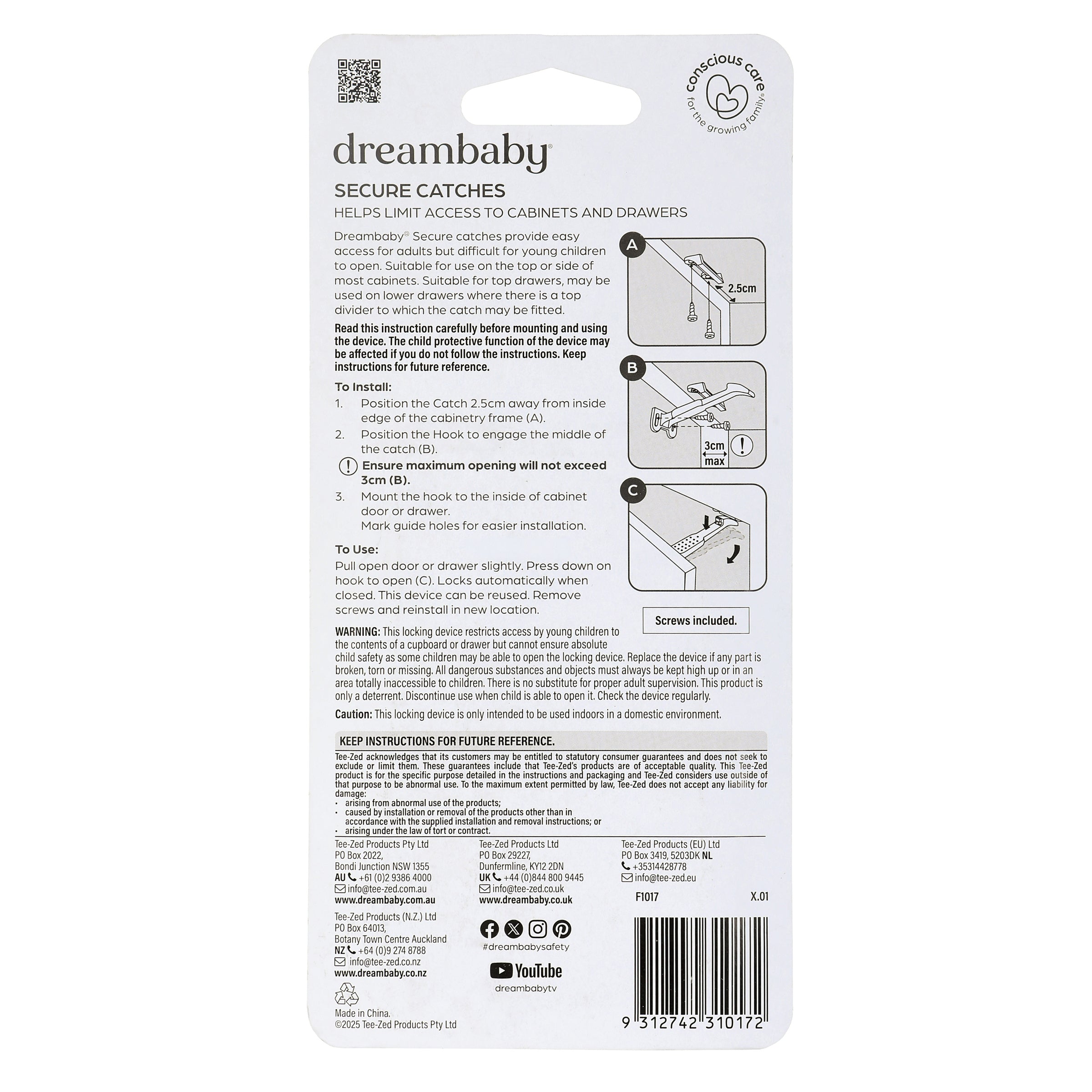 Dreambaby Secure Catches 4 Pack