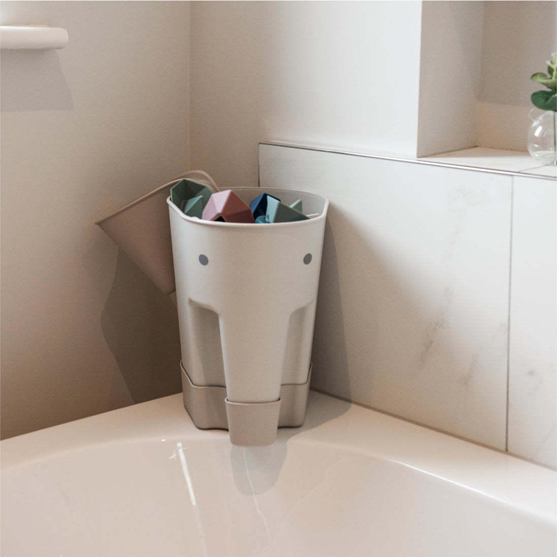 Shnuggle Ellie Bath Toy Drying Caddy — Taupe