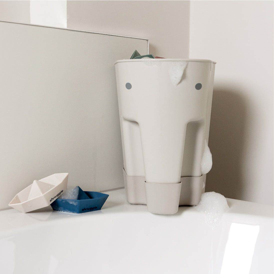 Shnuggle Ellie Bath Toy Drying Caddy — Taupe