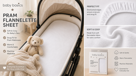 Baby Basics Pram Flannelette Sheet