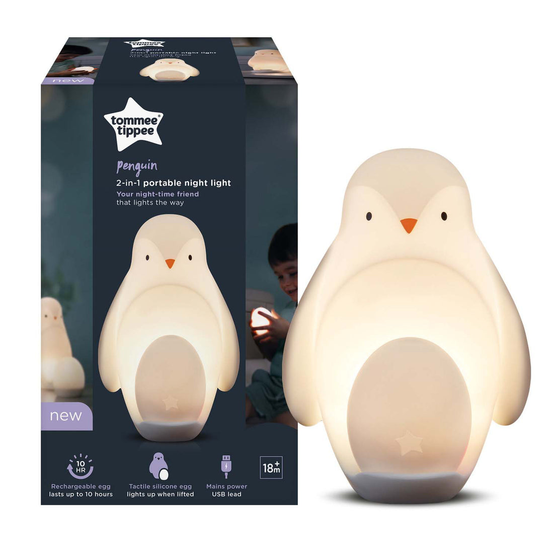 Tommee Tippee 2-in-1 Portable Penguin Night Light